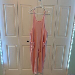 Pink Sleeveless Jumpsuit with Pockets